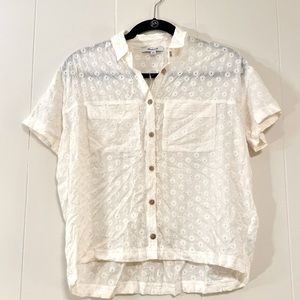 White Eyelet Madewell Button Up Top